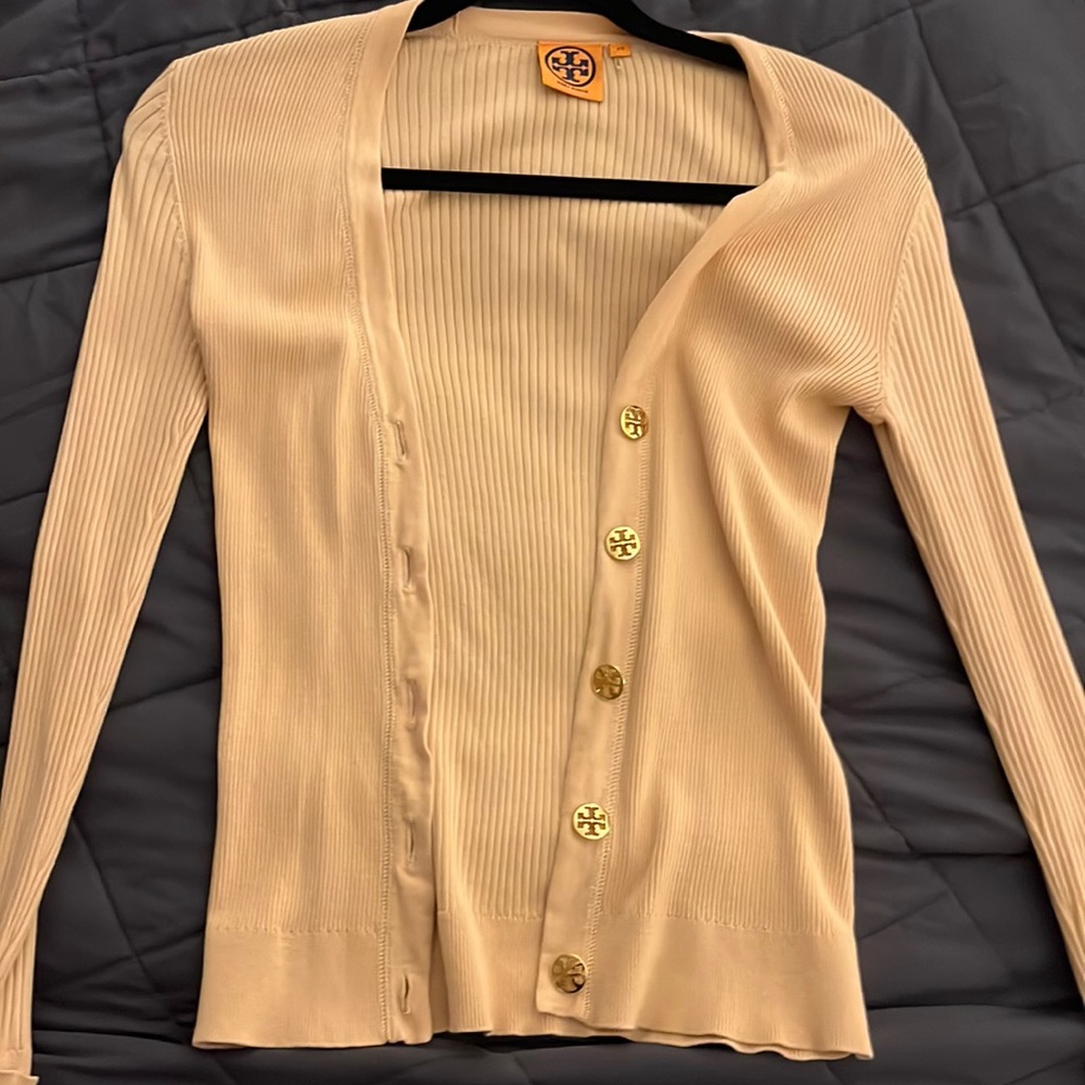 Tory Burch Beige Cardigan with gold buttons